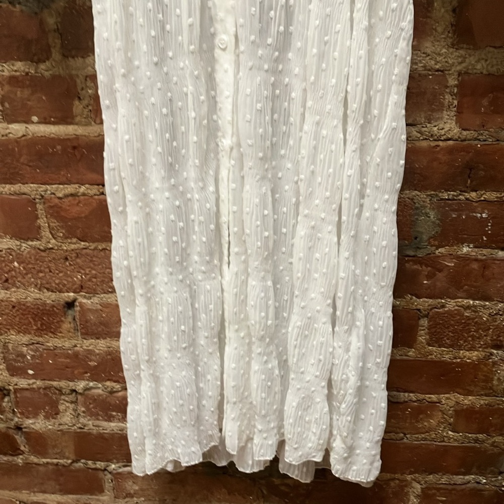 Zara White Sheer Swiss Dot Maxi Dress Sz XS - Picture 4 of 6